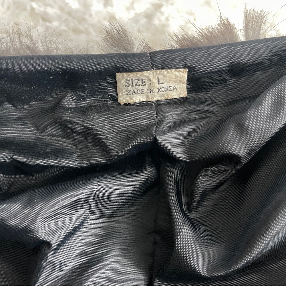 Vintage rabbit fur patchwork coat - size large, made in Korea - Picture 4 of 14
